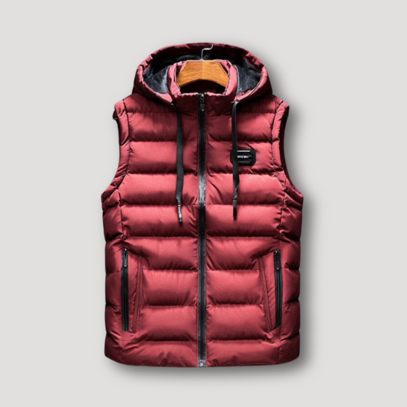 Quilted Metallic Bodywarmer Puffer Vest with Hood