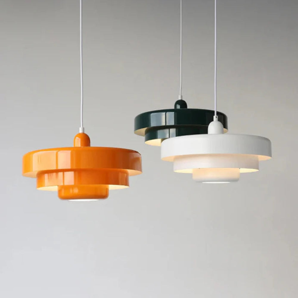 Mid Century Modern Pendant Lamp - Adjustable Cord - Three Layer Lamp - Metal Material