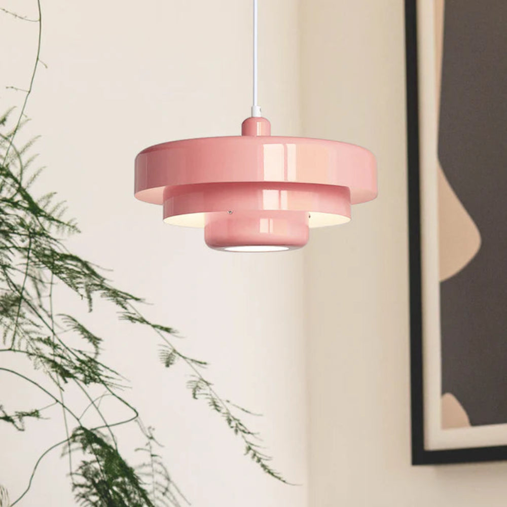 Mid Century Modern Pendant Lamp - Adjustable Cord - Three Layer Lamp - Metal Material