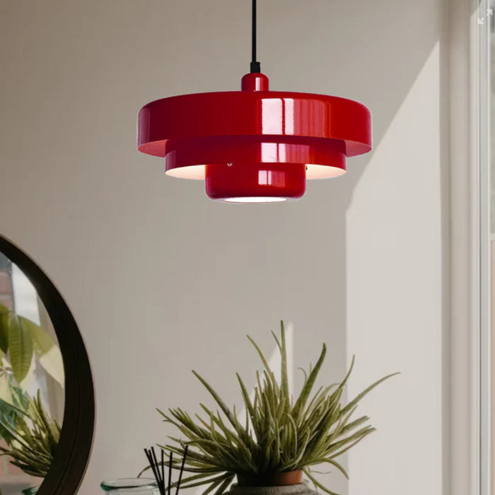 Mid Century Modern Pendant Lamp - Adjustable Cord - Three Layer Lamp - Metal Material