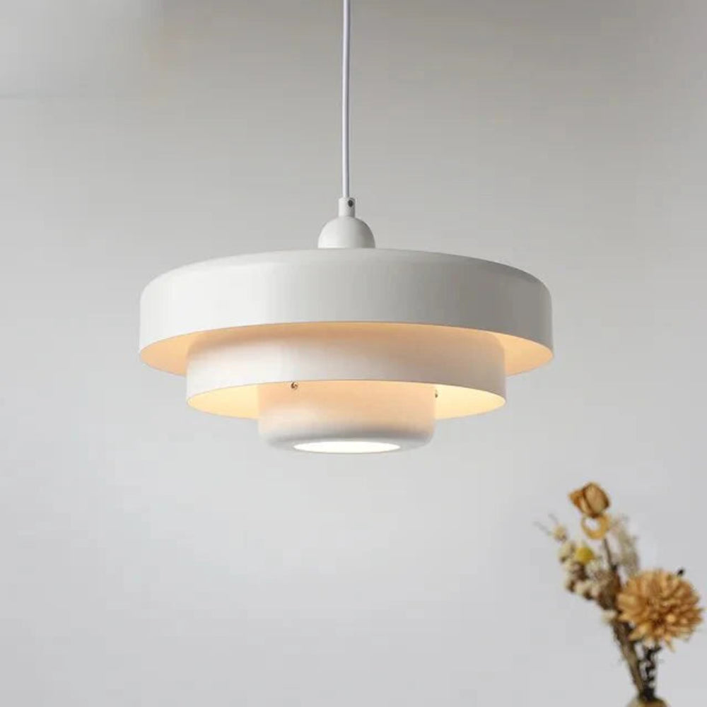 Mid Century Modern Pendant Lamp - Adjustable Cord - Three Layer Lamp - Metal Material
