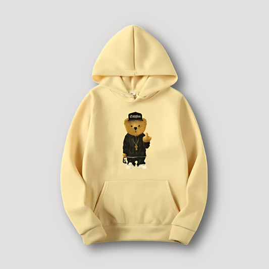 Embroidered Mid Finger Teddy Bear Hooded Sweatshirts for Sale