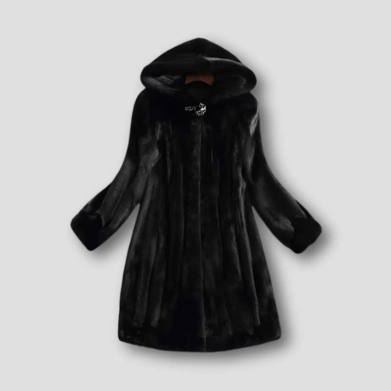 Elegant Faux Fur Long Hooded Coat for Women