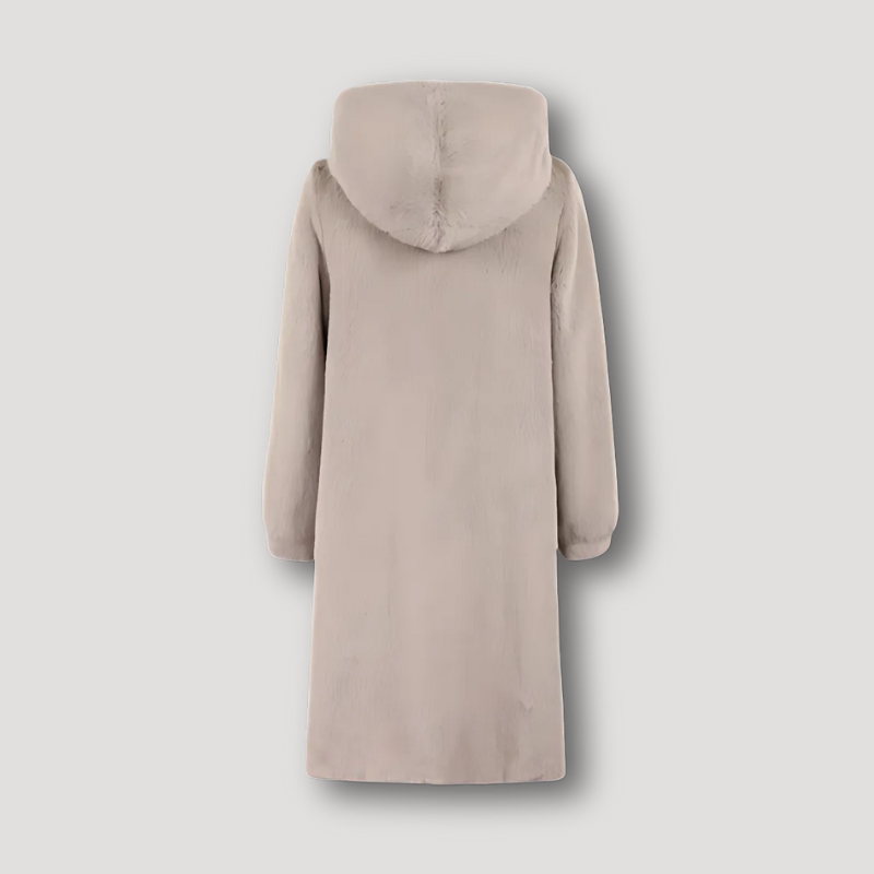 Elegant Faux Fur Long Hooded Coat for Women