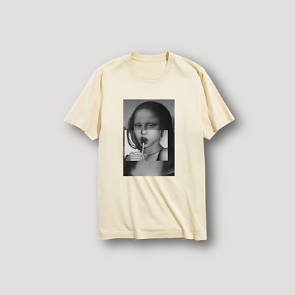 Black and White Lollipop Mona Lisa Graphic Tees Shirts