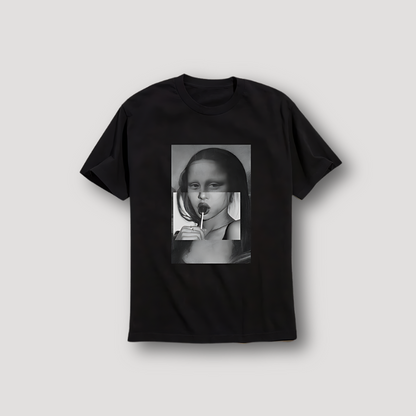 Black and White Lollipop Mona Lisa Graphic Tees Shirts