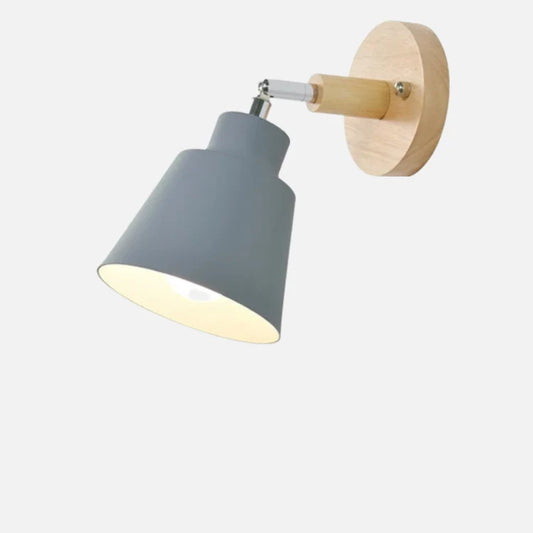 Mount Fixture Wall Lamp - Painted Metal - Natural Wooden