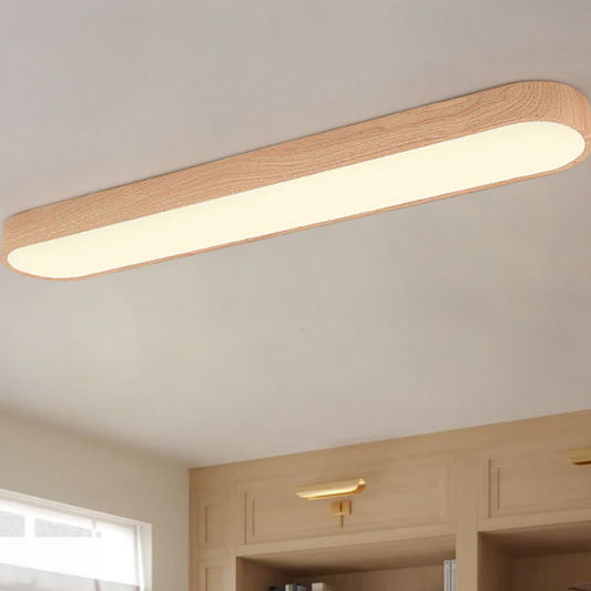 Mounted Oblong Surface Ceiling Light - Wood Accent - Warm White