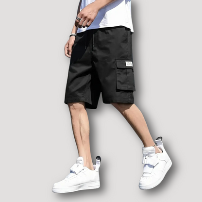 Relaxed Fit Drawstring Cargo Shorts on Men