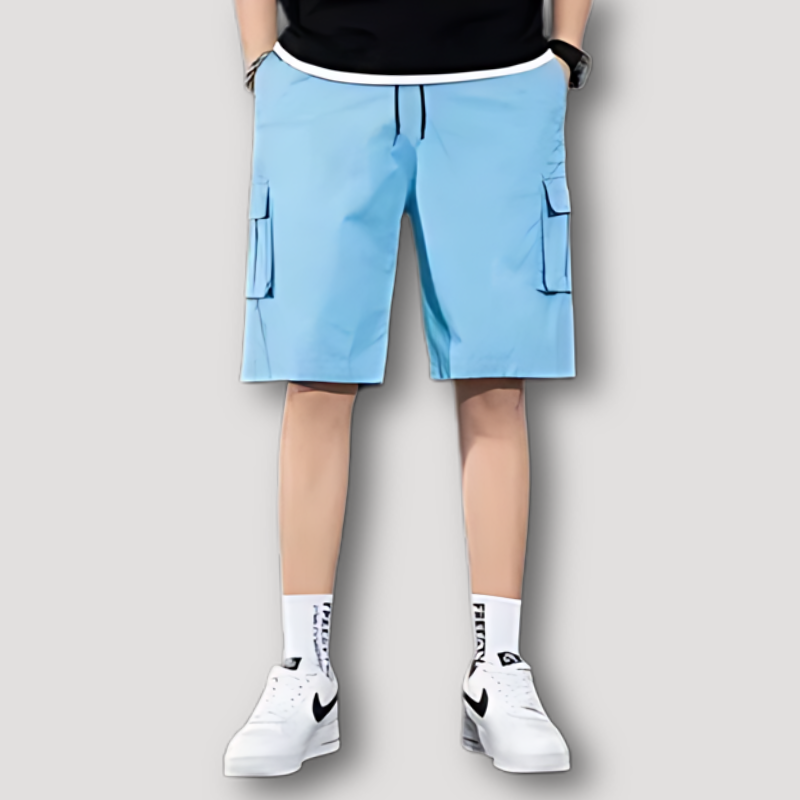 Relaxed Fit Drawstring Cargo Shorts on Men