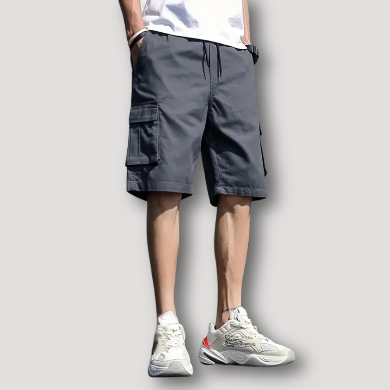 Relaxed Fit Drawstring Cargo Shorts on Men