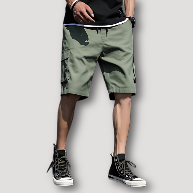 Relaxed Fit Drawstring Cargo Shorts on Men