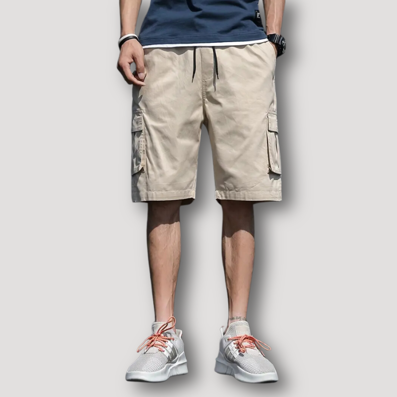 Relaxed Fit Drawstring Cargo Shorts on Men