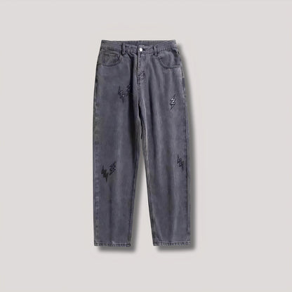 Lightning Bolt Denim Jeans Grey