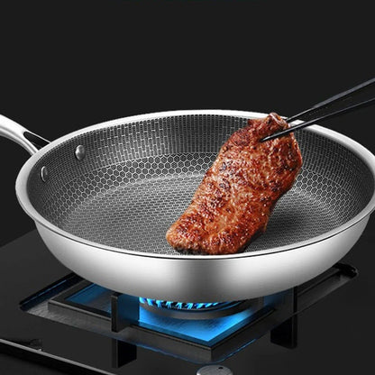 Non Stick Stainless Steel Frying Pan - Honeycomb Style Pan - 30CM - Non Toxic and Multifunctional