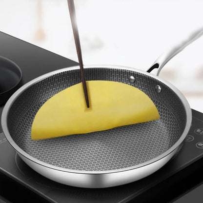 Non Stick Stainless Steel Frying Pan - Honeycomb Style Pan - 30CM - Non Toxic and Multifunctional