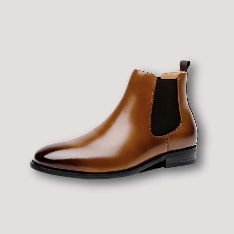 Elastic Side Panels Polished Chelsea Boots on Men