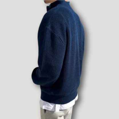 Loose Fit Quarter Zip Sweater for Men