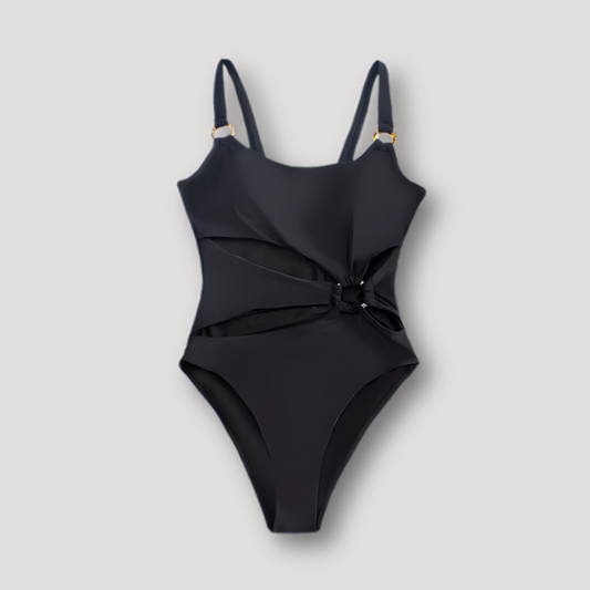 Ring Link Solid Color Cut Out One Piece Swimwear Australia