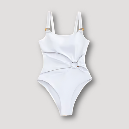 Ring Link Solid Color Cut Out One Piece Swimwear Australia