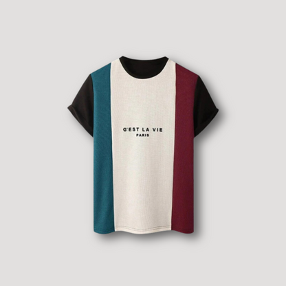 Color Blocked 'C'est La Vie' Paris T Shirt Men