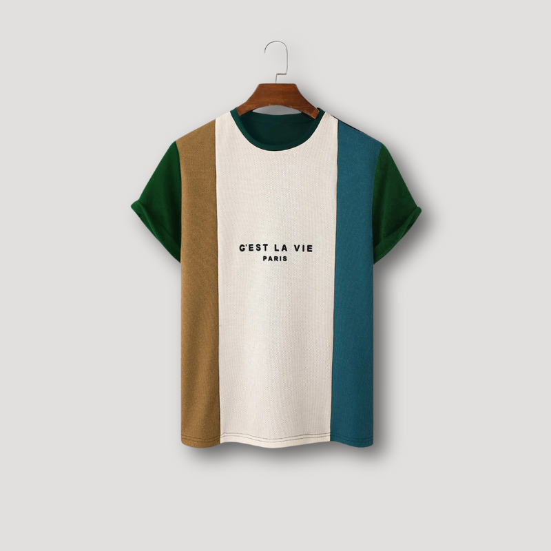 Color Blocked 'C'est La Vie' Paris T Shirt Men