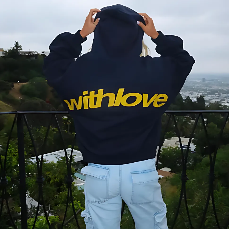 With Love Lettter Print Women's Oversized Hoodie