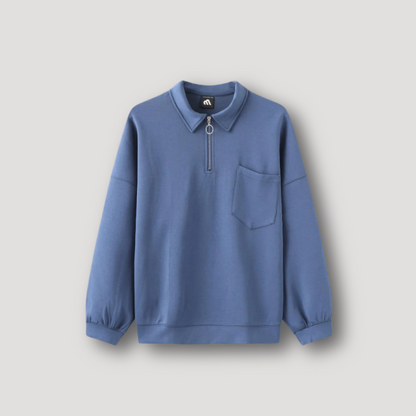 Quarter Zip Polo Sweatshirt Men's