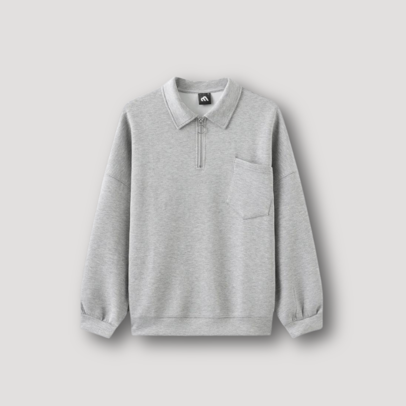 Quarter Zip Polo Sweatshirt Men's