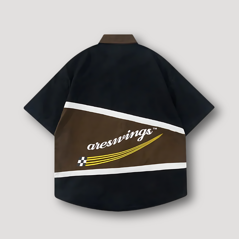 Color Blocked ARESWINGS Button Up Racing Shirt