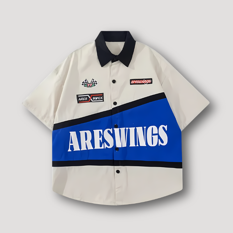 Color Blocked ARESWINGS Button Up Racing Shirt