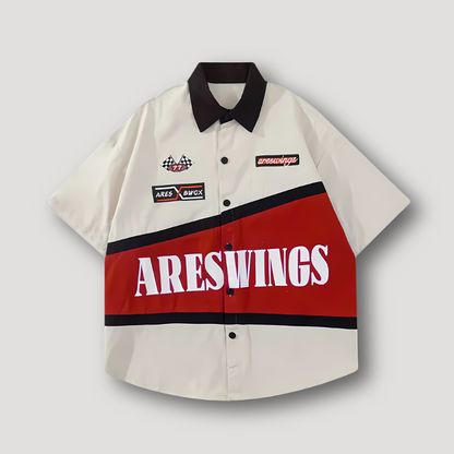 Color Blocked ARESWINGS Button Up Racing Shirt