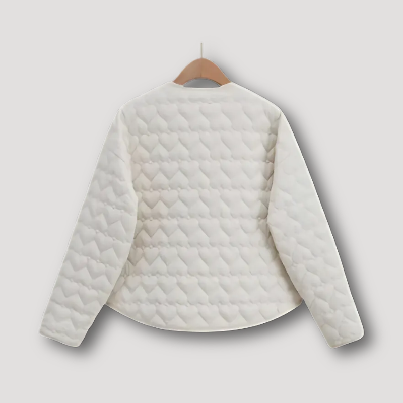 Button Up Quilted Heart Jacket for Women