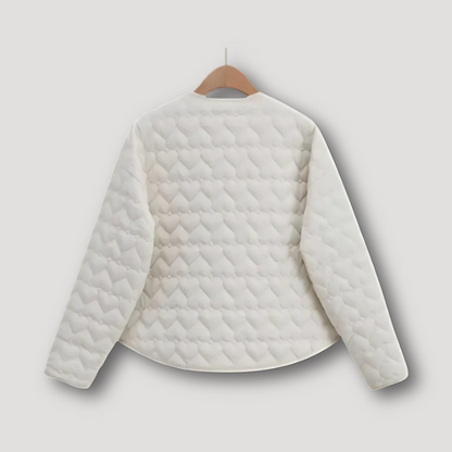 Button Up Quilted Heart Jacket for Women