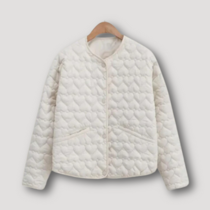 Button Up Quilted Heart Jacket for Women