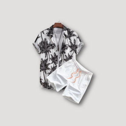 Button Up Hawaiian Shirt & Swim Shorts Men 2 Piece sets