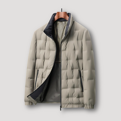 Warm Plaid Quilted Down Jacket for Men