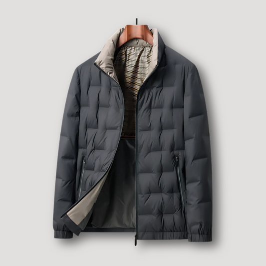 Warm Plaid Quilted Down Jacket for Men