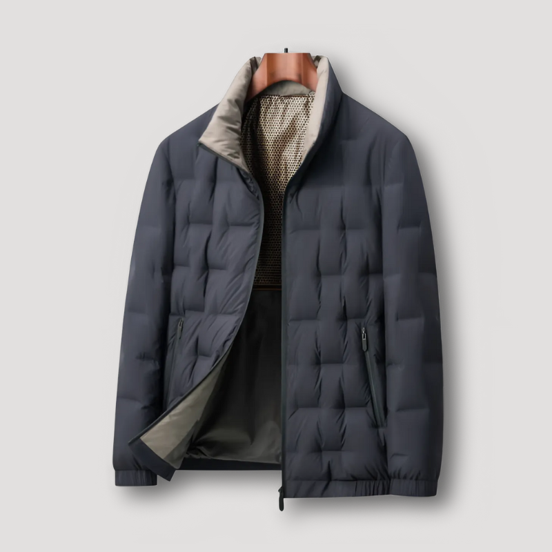 Warm Plaid Quilted Down Jacket for Men