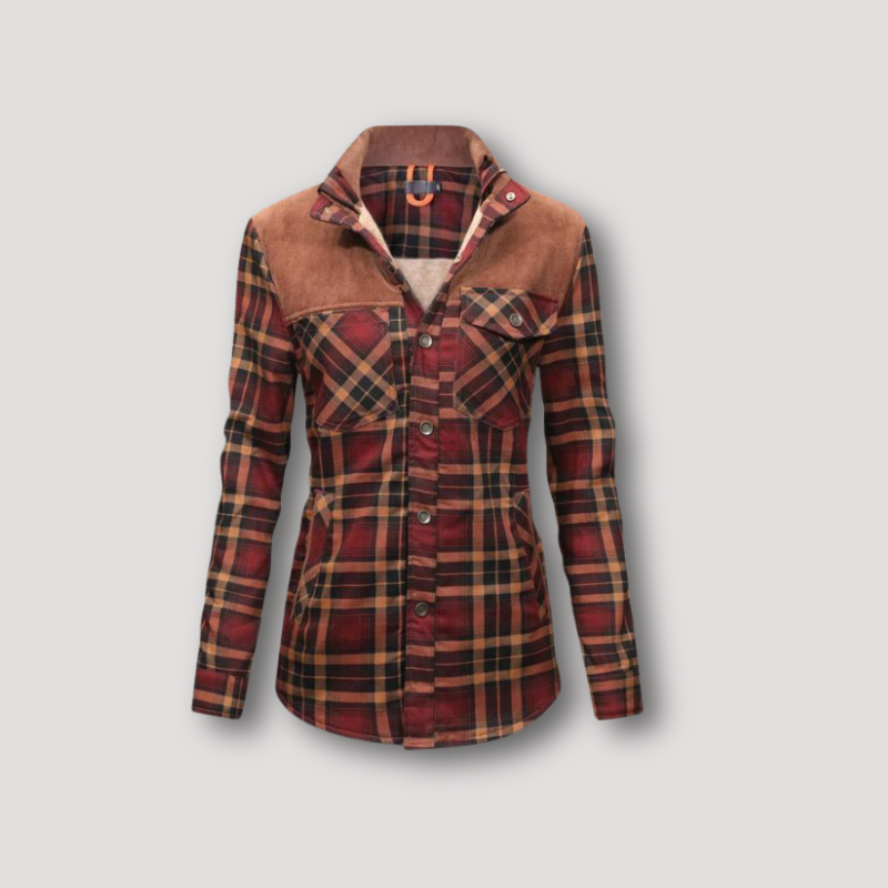 Suede Detail Flannel Shirt Jacket Womens