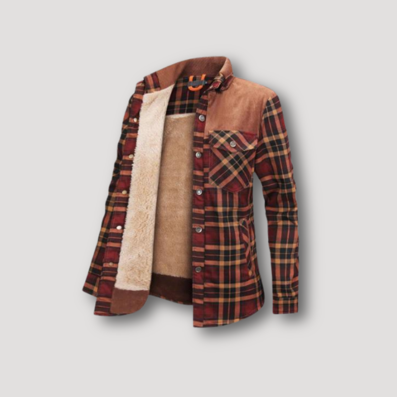 Suede Detail Flannel Shirt Jacket Womens