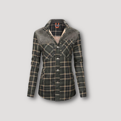 Suede Detail Flannel Shirt Jacket Womens