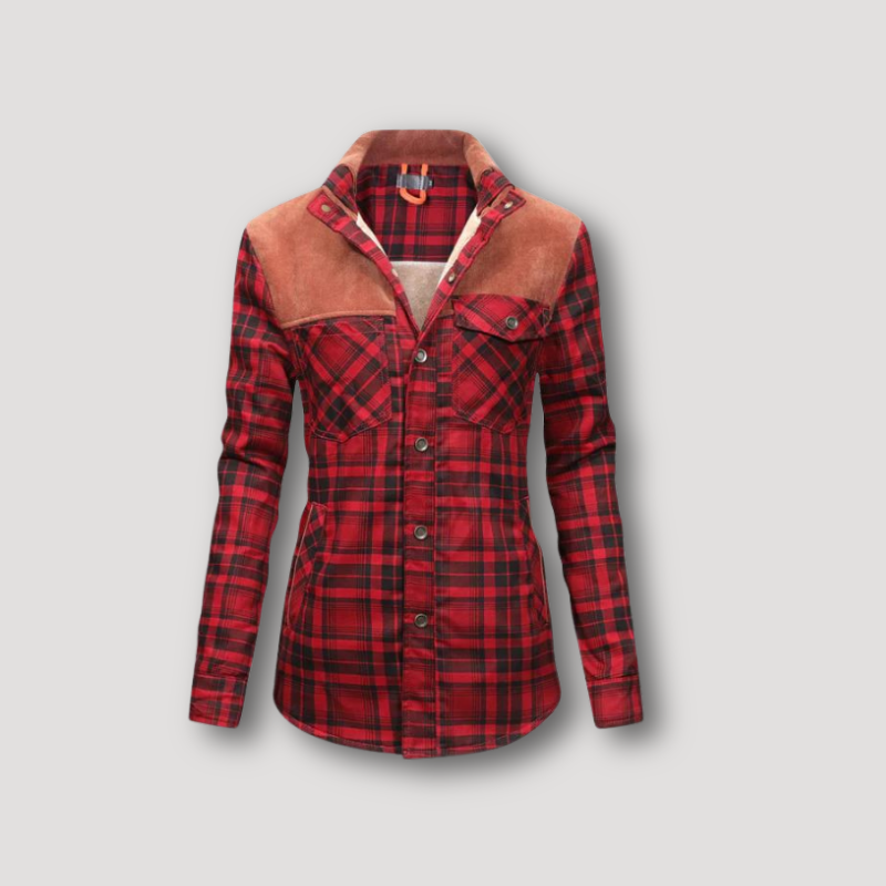 Suede Detail Flannel Shirt Jacket Womens