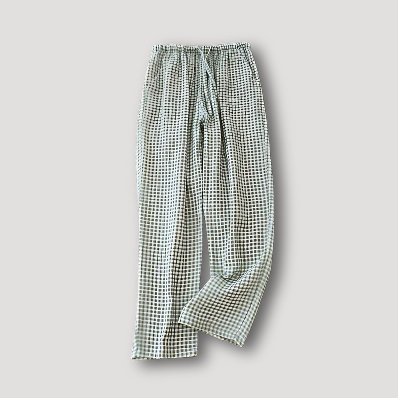 Plaid Double-Layer Cotton Pajama Pants