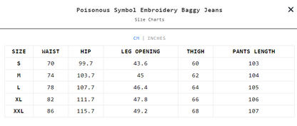 Poisonous Symbol Embroidery Baggy Jeans