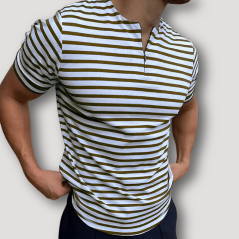 Slim Fit Seamless Quarter Zip Striped Shirts