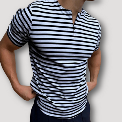 Slim Fit Seamless Quarter Zip Striped Shirts