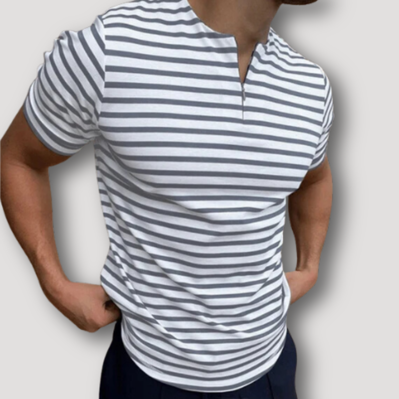 Slim Fit Seamless Quarter Zip Striped Shirts