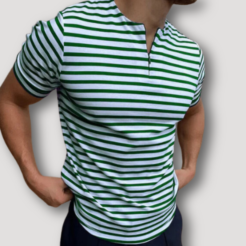 Slim Fit Seamless Quarter Zip Striped Shirts