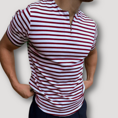 Slim Fit Seamless Quarter Zip Striped Shirts